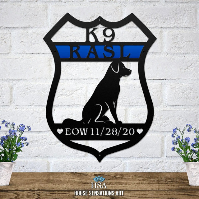 Personalized K9 Police Badge Sign - Custom Metal House Name Sign – Weather-Resistant Outdoor Address Signs for Firefighter, Home Décor & Housewarming Gift Americana Sign House Sensations Art