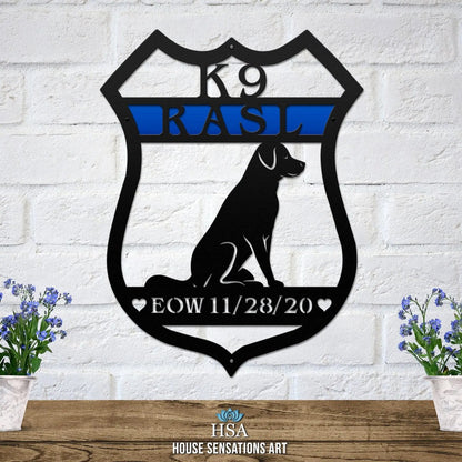 Personalized K9 Police Badge Sign - Custom Metal House Name Sign – Weather - Resistant Outdoor Address Signs for Firefighter, Home Décor & Housewarming Gift - HouseSensationsArt