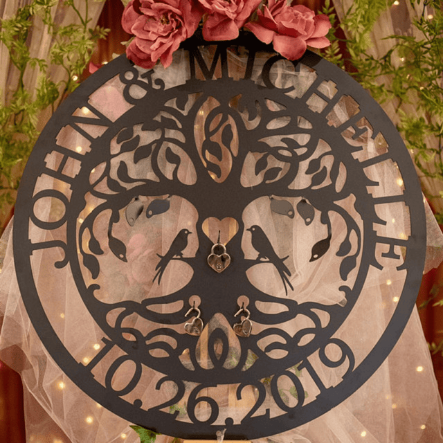 Personalized Love Lock Tree With Love Birds For Unity Ceremony Wedding Decor House Sensations Art