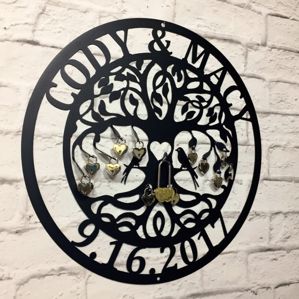 Personalized Love Lock Tree With Love Birds For Unity Ceremony Wedding Decor House Sensations Art