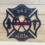 Personalized Metal Firefighter Signs Maltese Cross Address Sign - HouseSensationsArt