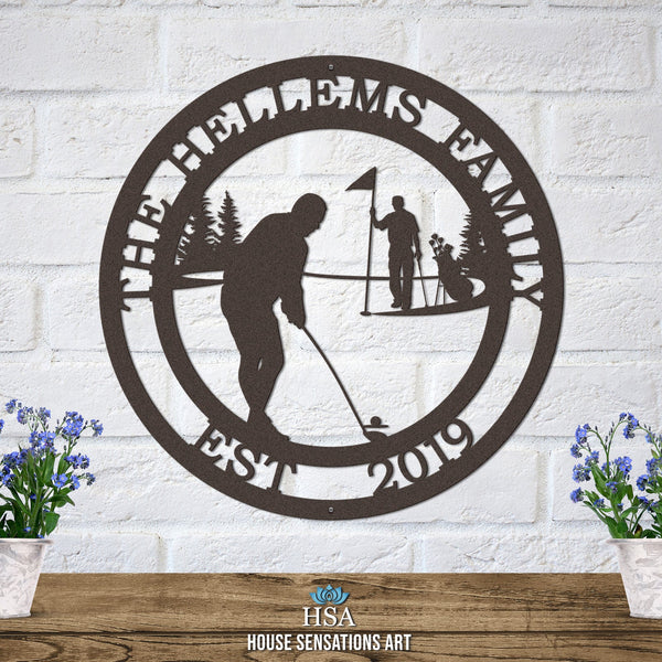 Personalized Metal Golf Sign - Personalized Family Name Sign - Monogram Metal Wall Art - Custom Last Name Sign Wedding Gift - Home Decor Outdoor Metal Sign