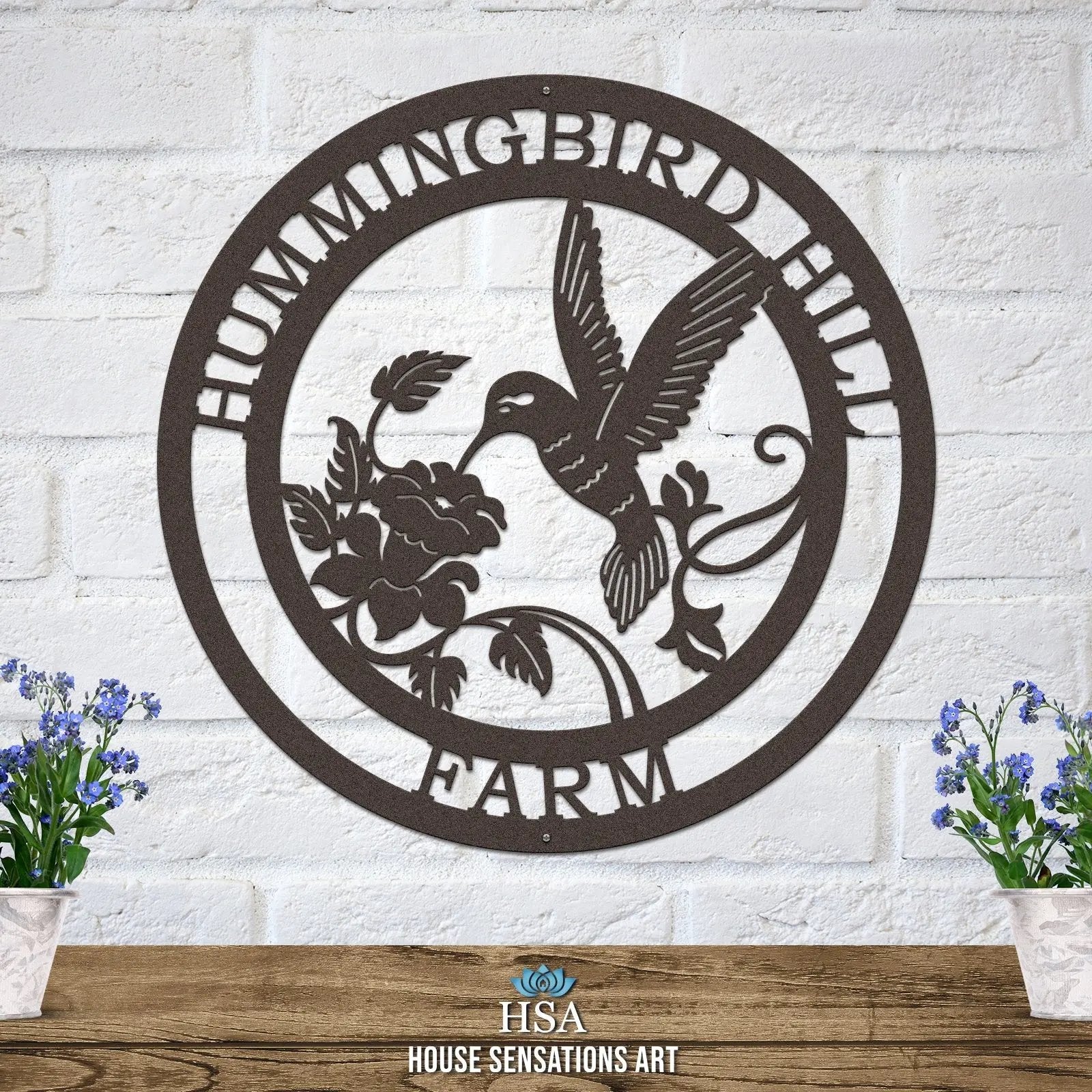 Personalized Metal Hummingbird Sign - Customizable Garden & Home Decor - Unique Outdoor Wall Art with Custom Text for Your Home, Porch, Garden, or as a Perfect Gift for Any Occasion Garden Sign House Sensations Art