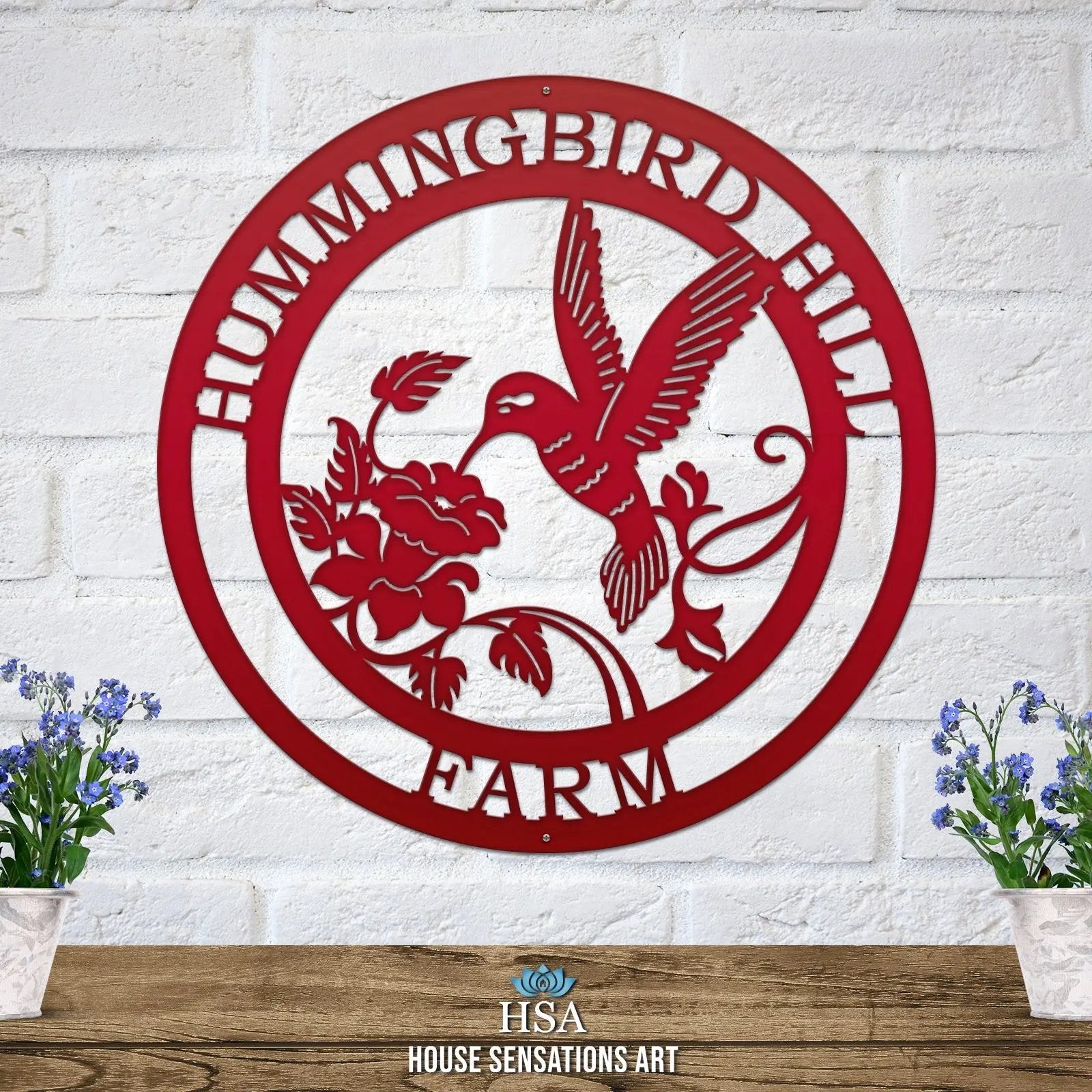 Personalized Metal Hummingbird Sign - Customizable Garden & Home Decor - Unique Outdoor Wall Art with Custom Text for Your Home, Porch, Garden, or as a Perfect Gift for Any Occasion Garden Sign House Sensations Art