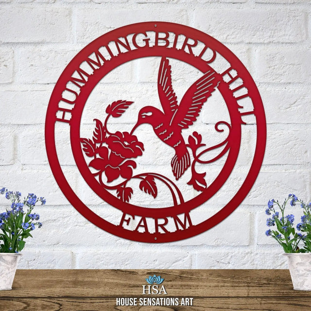 Personalized Metal Hummingbird Sign - Customizable Garden & Home Decor - Unique Outdoor Wall Art with Custom Text for Your Home, Porch, Garden, or as a Perfect Gift for Any Occasion Garden Sign House Sensations Art