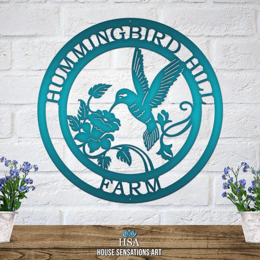 Personalized Metal Hummingbird Sign - Customizable Garden & Home Décor - Unique Outdoor Wall Art with Custom Text for Your Home, Porch, Garden, or as a Perfect Gift for Any Occasion - HouseSensationsArt