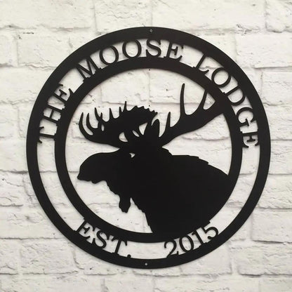 Personalized Moose Hunter Cabin Sign - Custom Metal House Number Plaque - Perfect for Outdoor Decor in Gardens, Yards, or Farms - Ideal Housewarming Gift for Animal Lovers - HouseSensationsArt