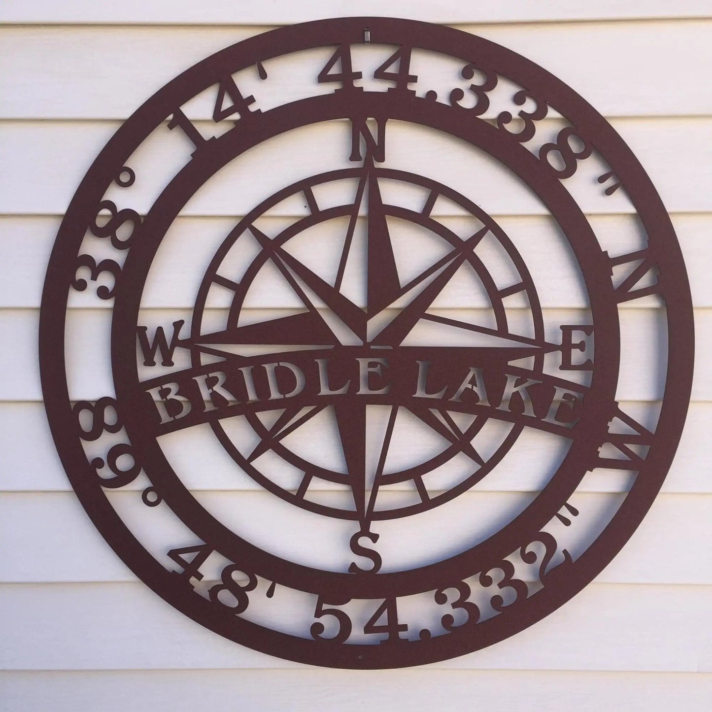 Personalized Name & GPS Coordinates Compass Sign - Personalized Nautical Wall Art, Family Name & Date - Indoor Outdoor Metal Decor, Housewarming or Wedding Gift for Couples - HouseSensationsArt