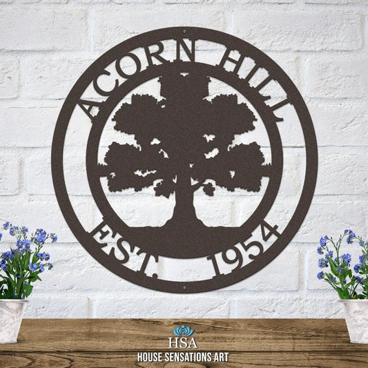 Personalized Oak Tree Custom Metal Sign Tree of Life Sign House Sensations Art