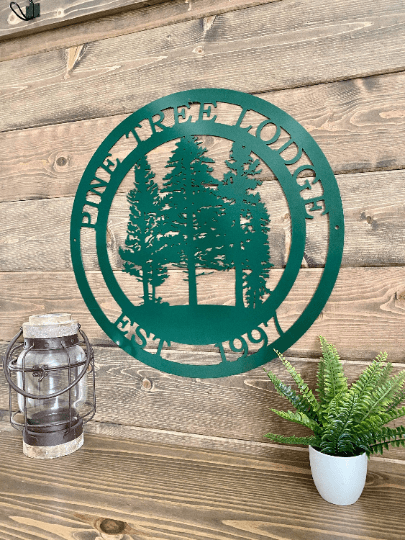 Personalized Pine Tree Metal Sign - HouseSensationsArt