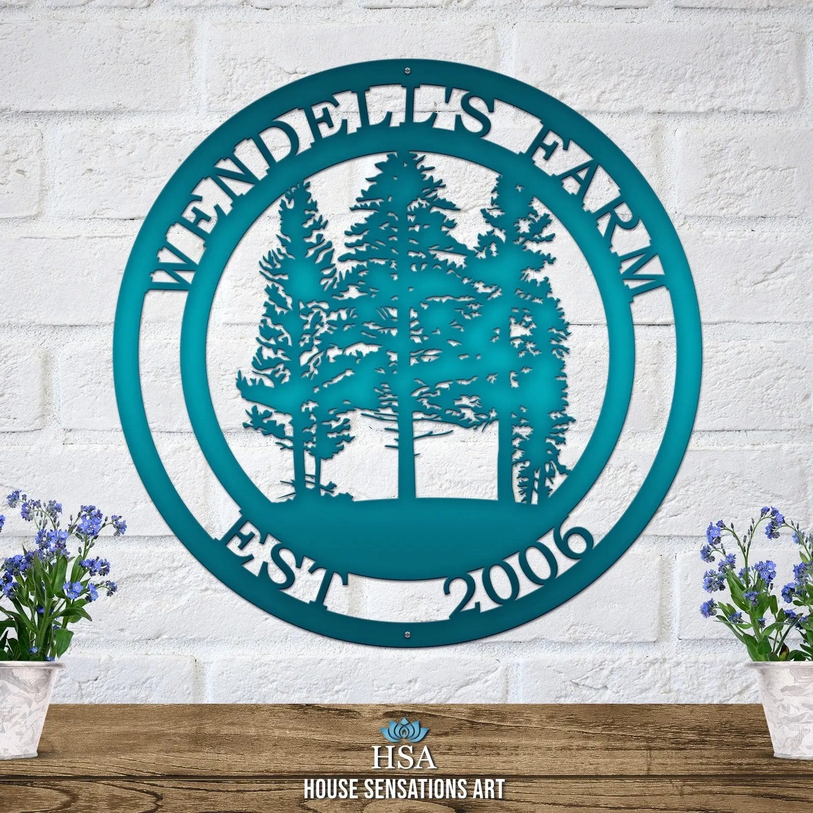 Personalized Pine Tree Metal Sign Tree of Life Sign House Sensations Art