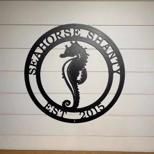 Personalized Seahorse Address Sign - Custom Metal House Number Plaque - Perfect for Outdoor Decor in Gardens, Yards, or Farms - Ideal Housewarming Gift for Animal Lovers - HouseSensationsArt