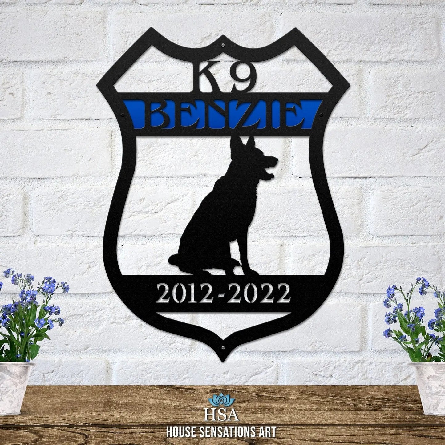 Personalized Shepherd K9 Badge Sign - Custom Metal House Number Plaque - Perfect for Outdoor Decor in Gardens, Yards, or Farms - Ideal Housewarming Gift for Animal Lovers - HouseSensationsArt