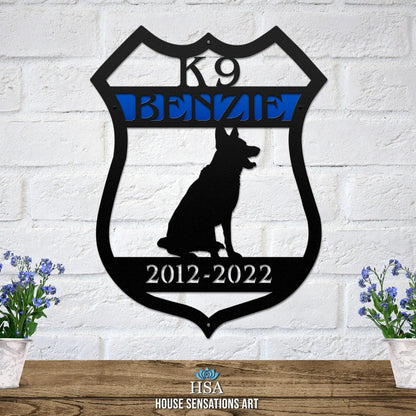 Personalized Shepherd K9 Badge Sign - Custom Metal House Number Plaque - Perfect for Outdoor Decor in Gardens, Yards, or Farms - Ideal Housewarming Gift for Animal Lovers - HouseSensationsArt