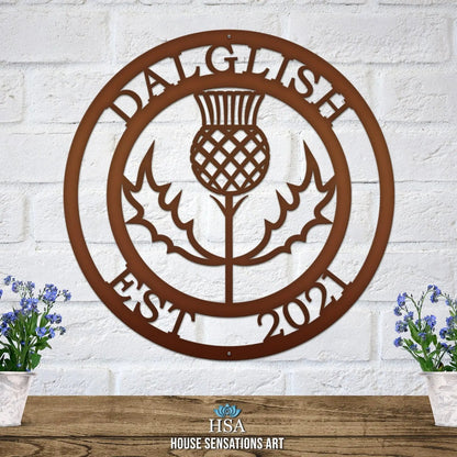 Personalized Thistle Wall Art with Custom Family Name - HouseSensationsArt