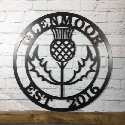 Personalized Thistle Wall Art with Custom Family Name - HouseSensationsArt