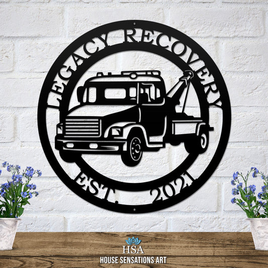 Personalized Tow Truck Sign - Custom Metal Sign - Gift for Tow Truck Driver House Sensations Art