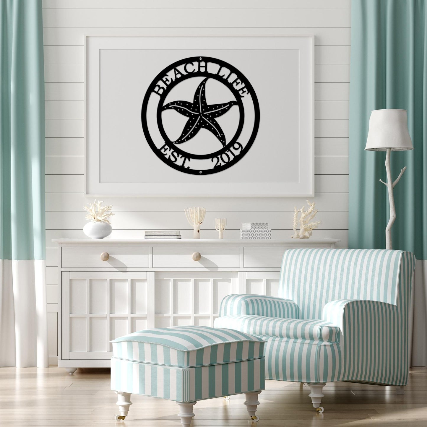 Personalized Starfish sea star sign-Nautical Decor-HouseSensationsArt