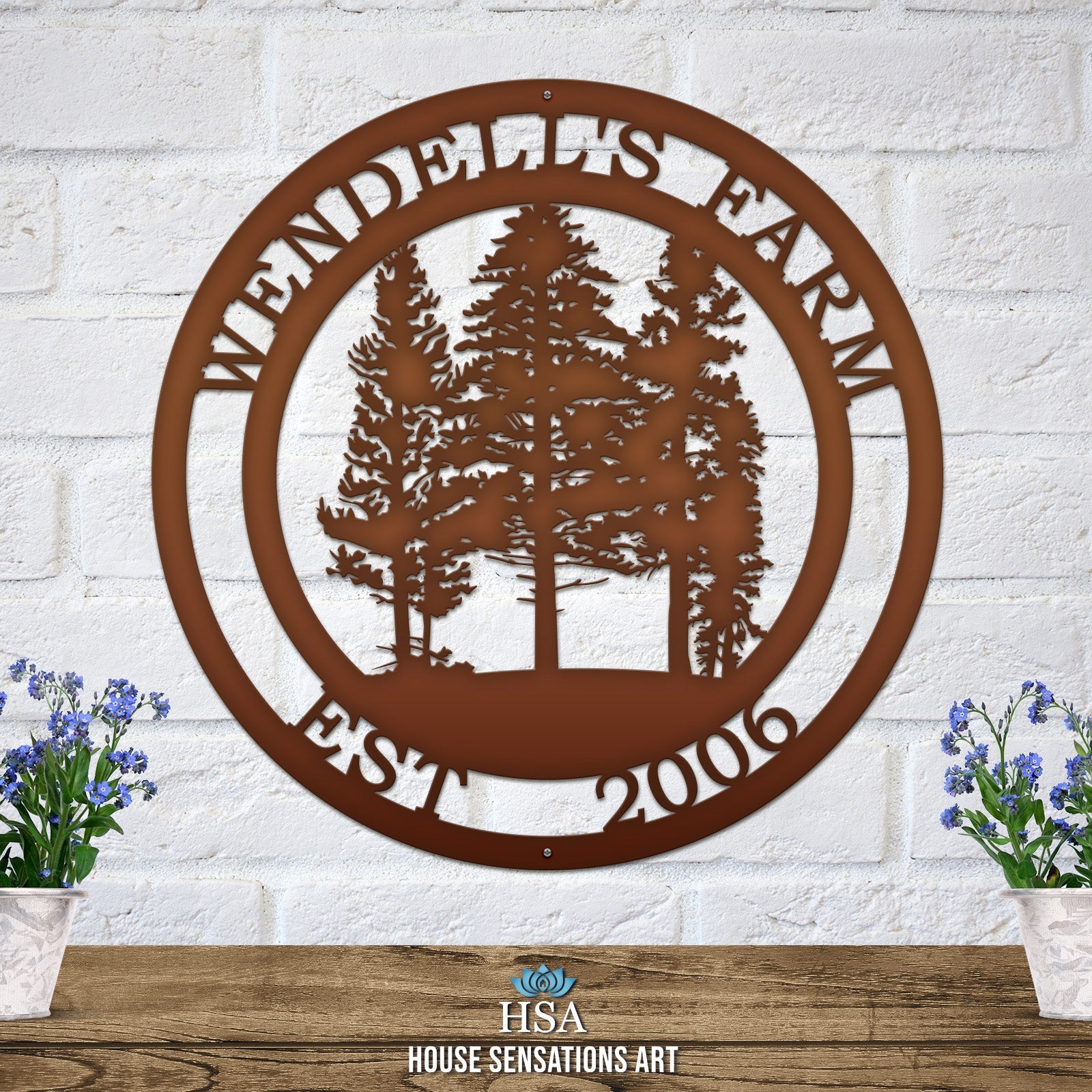 Pine Tree Farm Sign with Established Date & Name - HouseSensationsArt