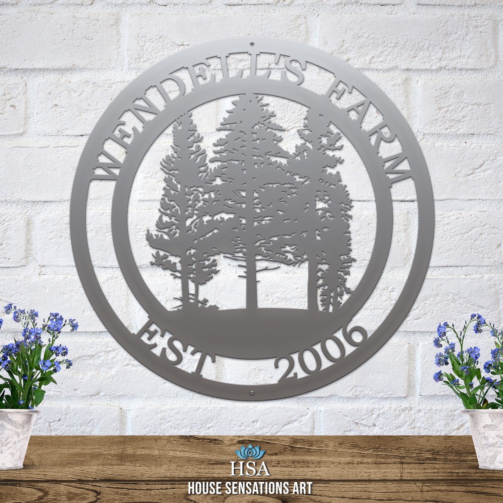 Pine Tree Farm Sign with Established Date & Name - HouseSensationsArt