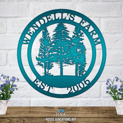 Pine Tree Metal Wall Art – Personalized Rustic Lodge & Cabin Decor - HouseSensationsArt