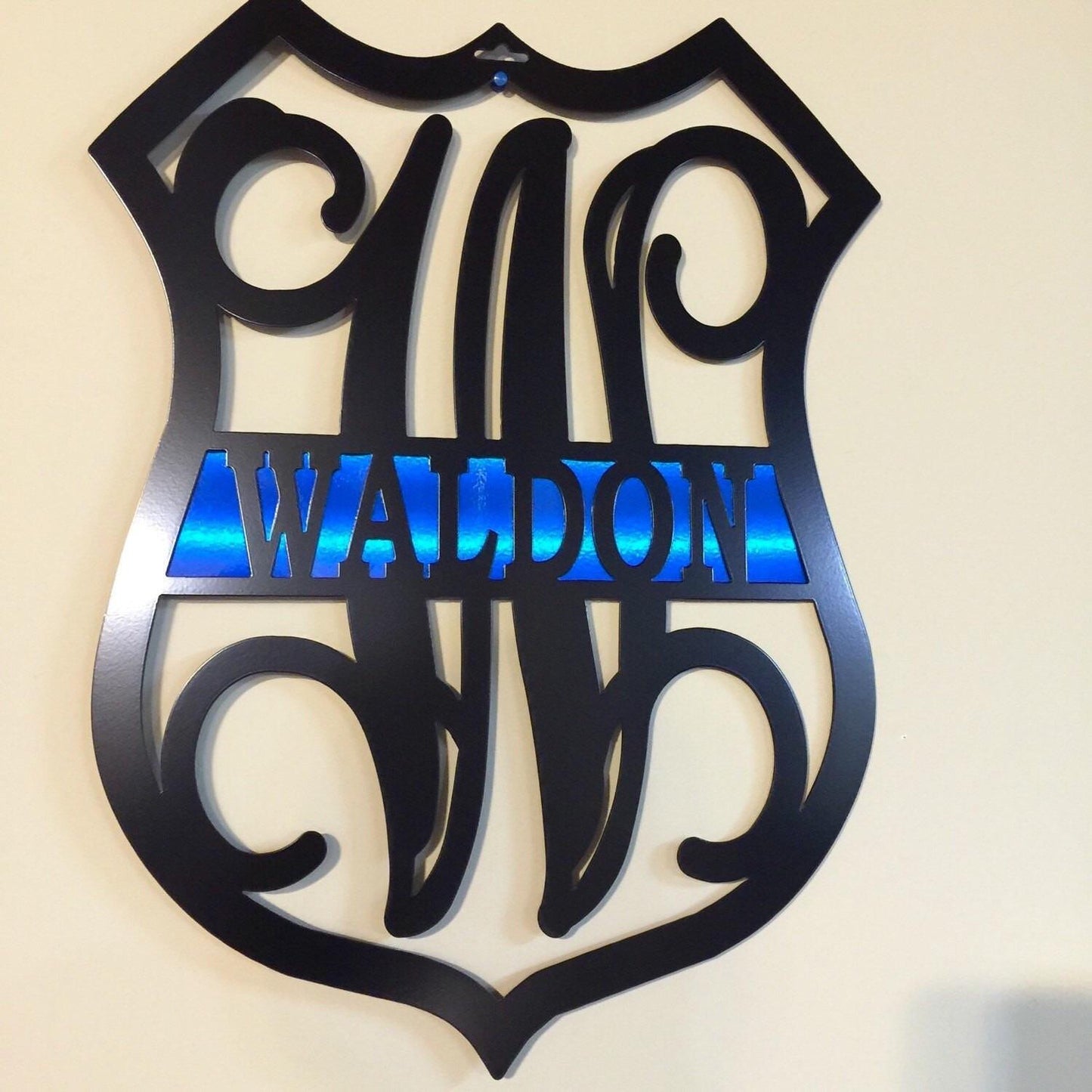 Police Officer Badge Monogrammed Sign - Custom Metal House Name Sign – Weather - Resistant Outdoor Address Signs for Firefighter, Home Décor & Housewarming Gift - HouseSensationsArt