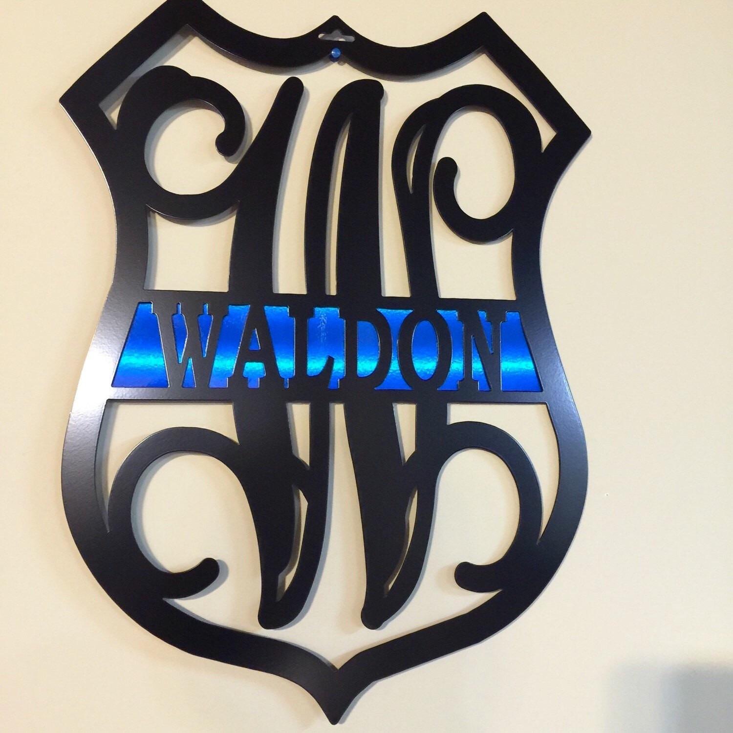 Police Officer Badge Monogrammed Sign - Custom Metal House Name Sign – Weather - Resistant Outdoor Address Signs for Firefighter, Home Décor & Housewarming Gift - HouseSensationsArt