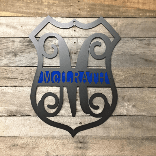 Police Officer Badge Monogrammed Sign - Custom Metal House Name Sign – Weather - Resistant Outdoor Address Signs for Firefighter, Home Décor & Housewarming Gift - HouseSensationsArt