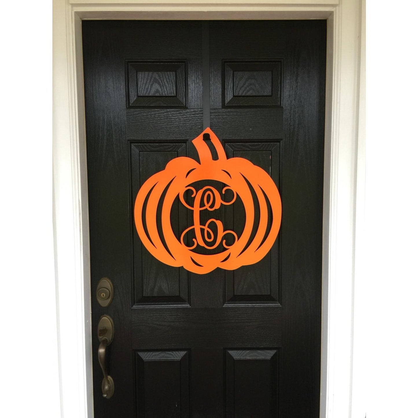 Pumpkin Monogram Front Door Wreath - Customizable Metal Door Decor - Personalized Welcome Sign - Durable, Rust - Resistant, Perfect for Home, Porch, and Garden – Unique Seasonal Gift - HouseSensationsArt
