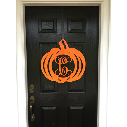 Pumpkin Monogram Front Door Wreath - Customizable Metal Door Decor - Personalized Welcome Sign - Durable, Rust - Resistant, Perfect for Home, Porch, and Garden – Unique Seasonal Gift - HouseSensationsArt