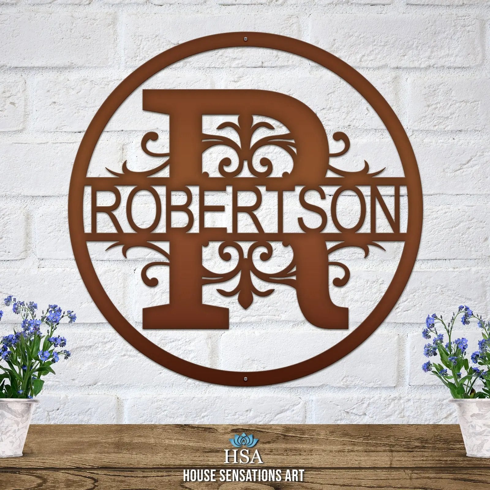 Round Regal Monogram – Personalized Family Name Wall Art - HouseSensationsArt