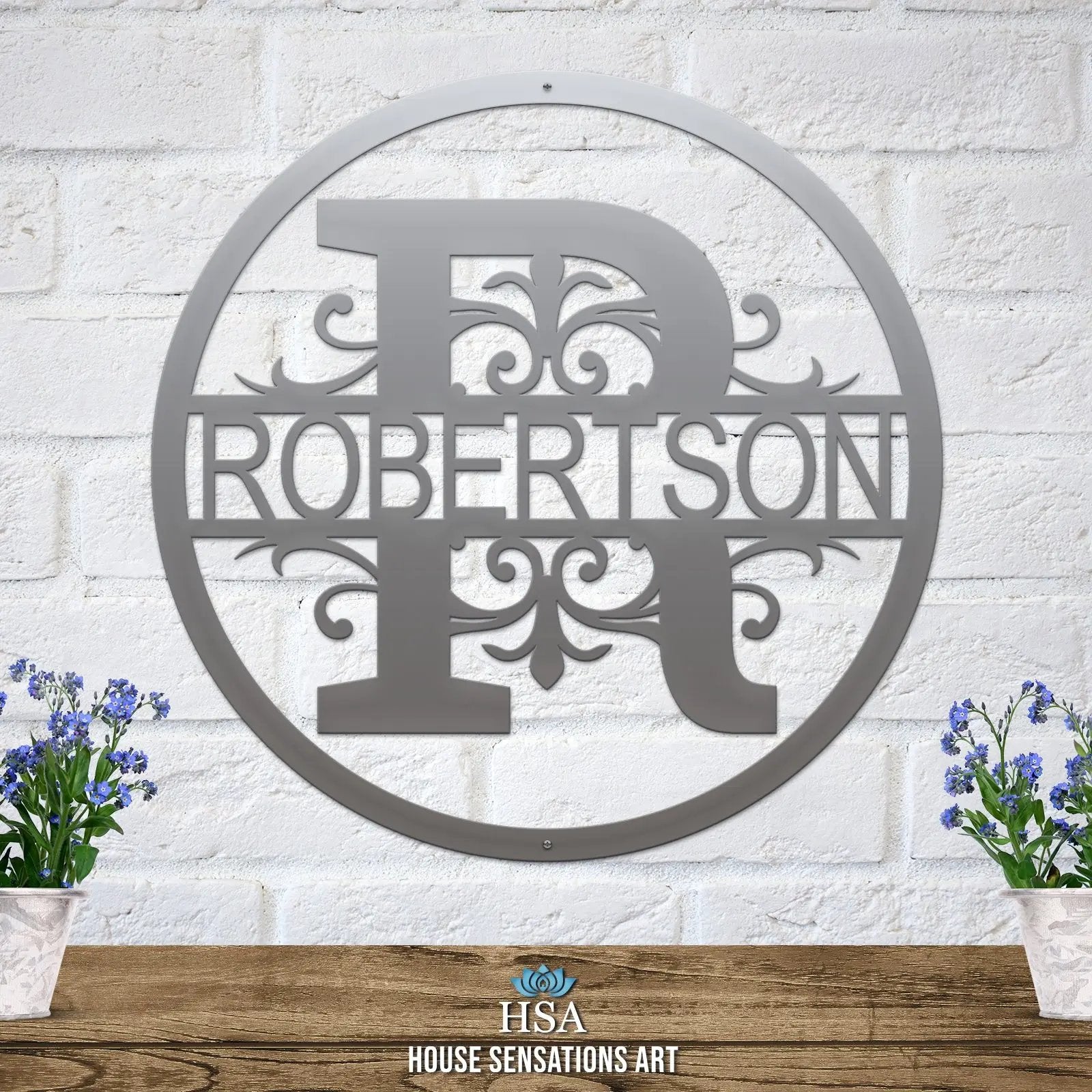 Round Regal Monogram – Personalized Family Name Wall Art - HouseSensationsArt