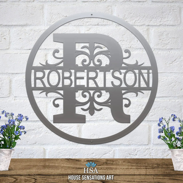 Round Regal Monogram – Personalized Family Name Wall Art - HouseSensationsArt