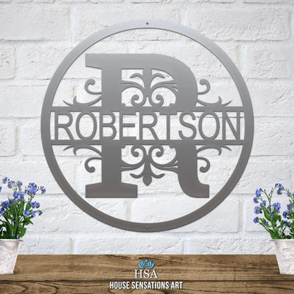 Round Regal Monogram – Personalized Family Name Wall Art - HouseSensationsArt