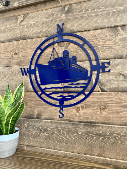 Ship Compass Metal Sign - Custom Metal Address Signs for Houses - Perfect Wall Décor for Bedroom, Office, Kitchen, Living Room & Housewarming Gift - HouseSensationsArt