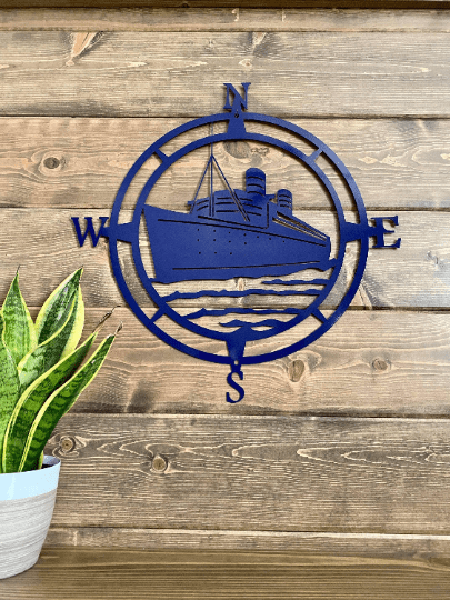 Ship Compass Metal Sign - Custom Metal Address Signs for Houses - Perfect Wall Décor for Bedroom, Office, Kitchen, Living Room & Housewarming Gift - HouseSensationsArt
