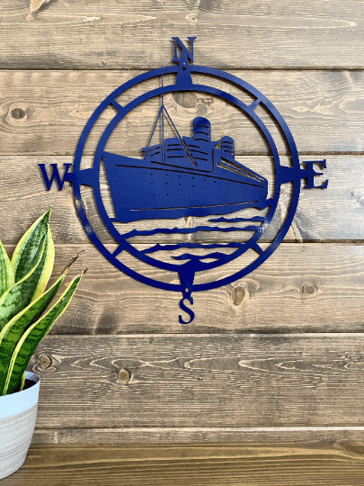 Ship Compass Metal Sign - Custom Metal Address Signs for Houses - Perfect Wall Décor for Bedroom, Office, Kitchen, Living Room & Housewarming Gift - HouseSensationsArt