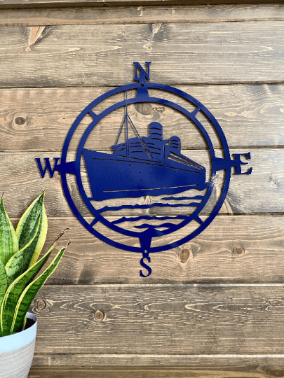 Ship Compass Metal Sign - Custom Metal Address Signs for Houses - Perfect Wall Décor for Bedroom, Office, Kitchen, Living Room & Housewarming Gift - HouseSensationsArt