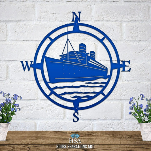 Ship Compass Metal Sign - Custom Metal Address Signs for Houses - Perfect Wall Décor for Bedroom, Office, Kitchen, Living Room & Housewarming Gift - HouseSensationsArt