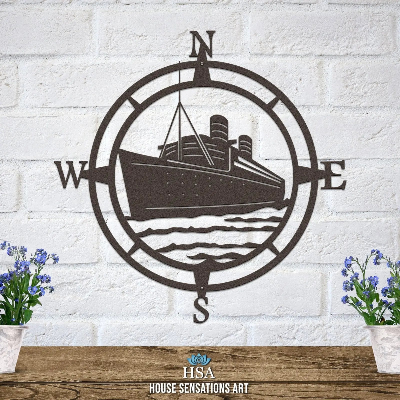 Ship Compass Metal Sign - Custom Metal Address Signs for Houses - Perfect Wall Décor for Bedroom, Office, Kitchen, Living Room & Housewarming Gift - HouseSensationsArt