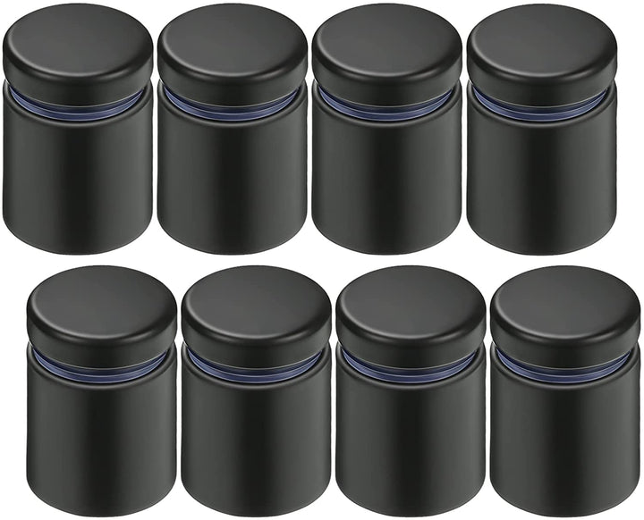 Black metal sign spacer standoff kit with blue accent bands, cylindrical mounting hardware for custom metal signs, LED sign installation accessory, HouseSensationsArt add-on