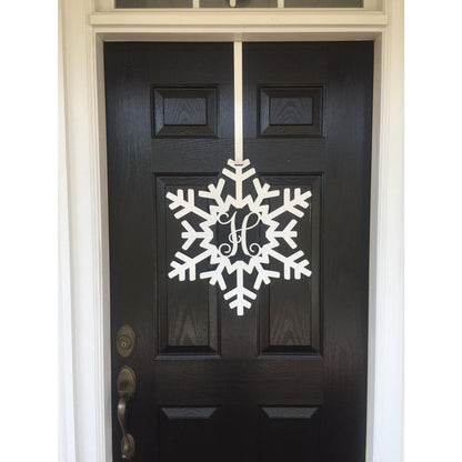Snowflake Monogram Door Wreath Front Door Wreath - Customizable Metal Door Decor - Personalized Welcome Sign - Durable, Rust - Resistant, Perfect for Home, Porch, and Garden – Unique Seasonal Gift - HouseSensationsArt