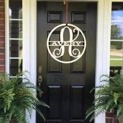 Split Family Last Name Sign - Personalized Family Name Sign - Monogram Metal Wall Art - Custom Last Name Sign Wedding Gift - Home Decor Outdoor Metal Sign - HouseSensationsArt