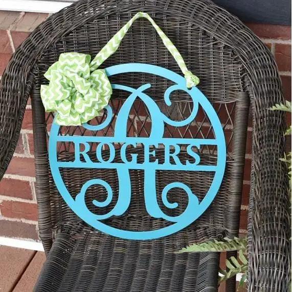 Split Family Last Name Sign - Personalized Family Name Sign - Monogram Metal Wall Art - Custom Last Name Sign Wedding Gift - Home Decor Outdoor Metal Sign - HouseSensationsArt