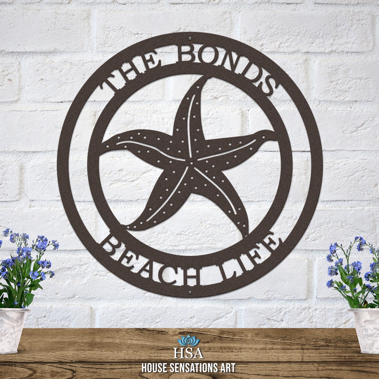 Starfish Wall Decor – Personalized Coastal Metal Wall Art - HouseSensationsArt