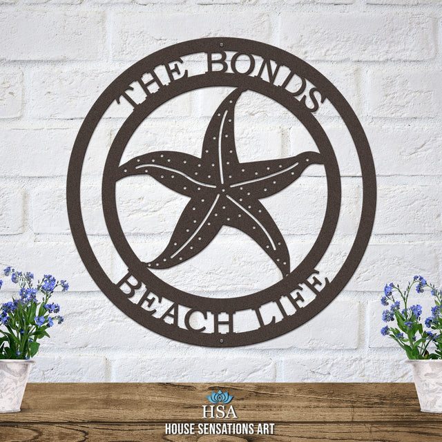 Starfish Wall Decor – Personalized Coastal Metal Wall Art - HouseSensationsArt