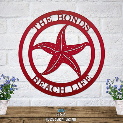 Starfish Wall Decor – Personalized Coastal Metal Wall Art - HouseSensationsArt