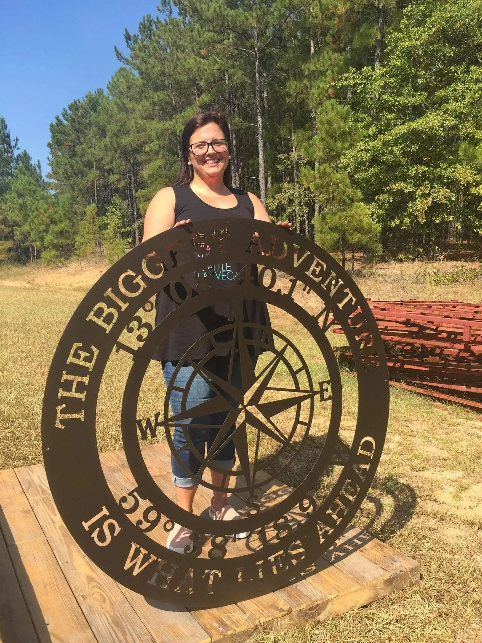 The Biggest Adventure Compass With Personalized GPS Coordinates - Personalized Nautical Wall Art, Family Name & Date - Indoor Outdoor Metal Decor, Housewarming or Wedding Gift for Couples - HouseSensationsArt