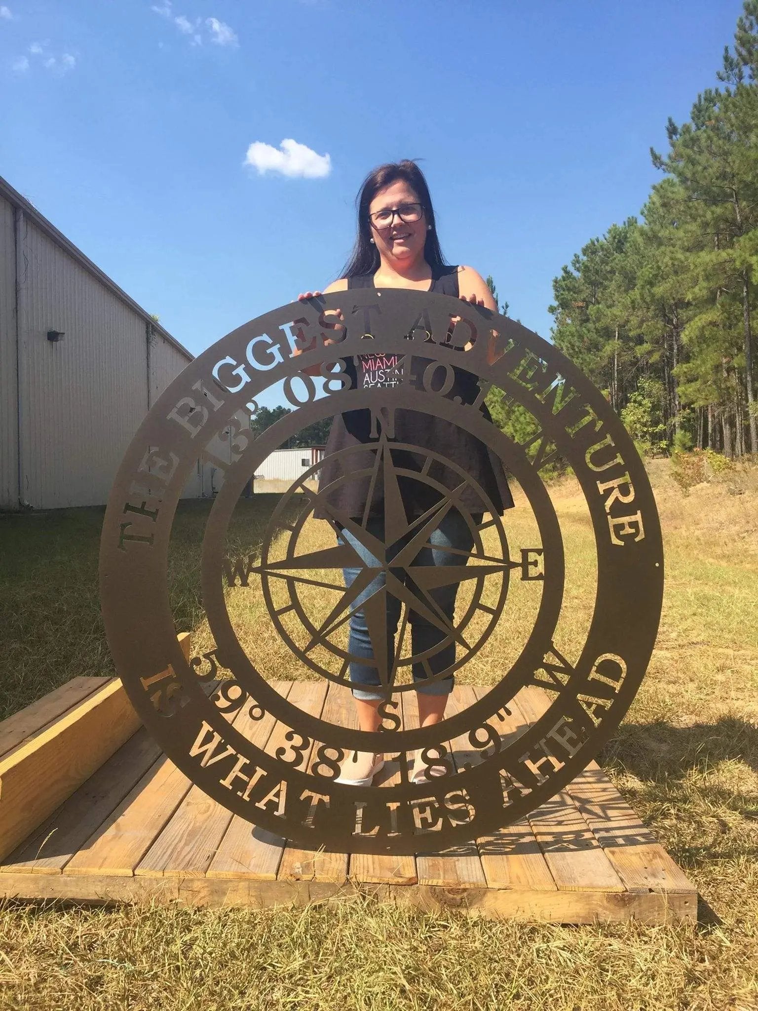 The Biggest Adventure Compass With Personalized GPS Coordinates - Personalized Nautical Wall Art, Family Name & Date - Indoor Outdoor Metal Decor, Housewarming or Wedding Gift for Couples - HouseSensationsArt