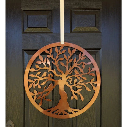 Tree of Life with Birds Front Door Wreath - Customizable Metal Door Decor - Personalized Welcome Sign - Durable, Rust - Resistant, Perfect for Home, Porch, and Garden – Unique Seasonal Gift - HouseSensationsArt